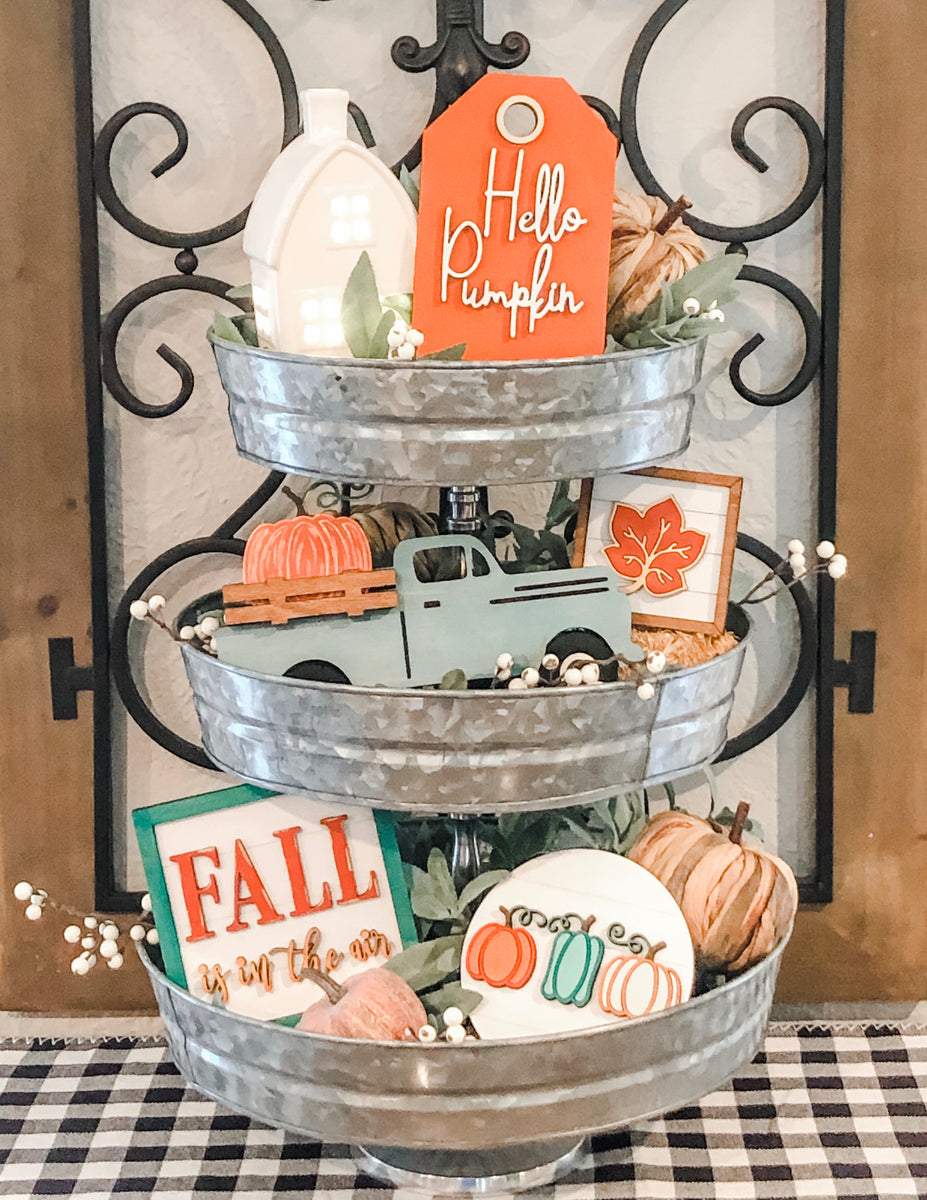 Mini Fall Signs, Fall Decoration, Tiered Tray Sign, Small 5.5 Fall Signs,  Pumpkin Sign, I Love Fall Most of All 