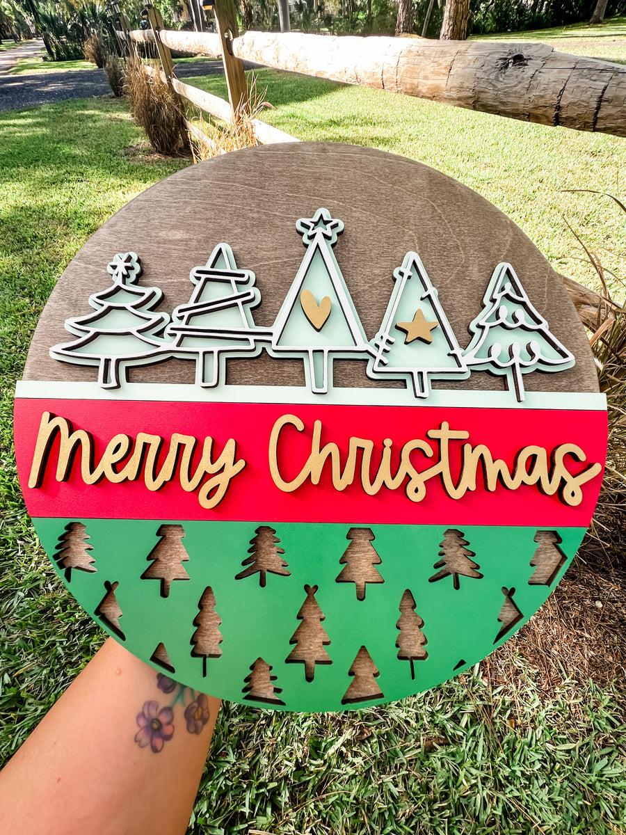 Merry Christmas Split Trees Round – Simply Crafty DIY