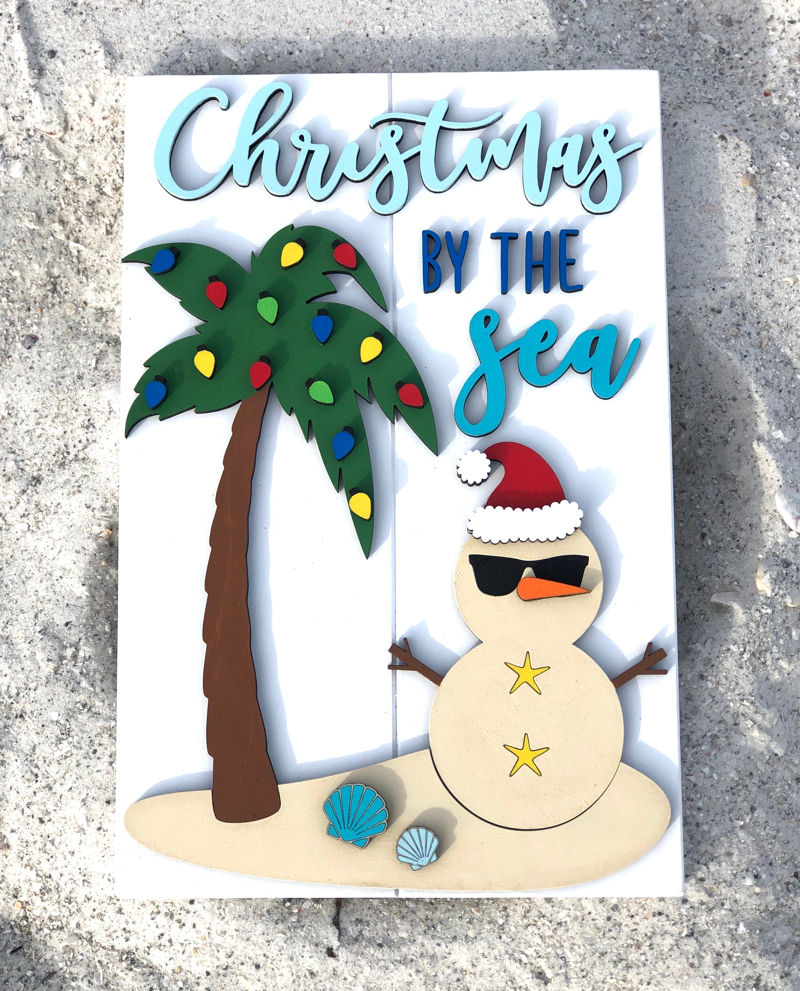 Christmas by the Sea Planked Sign