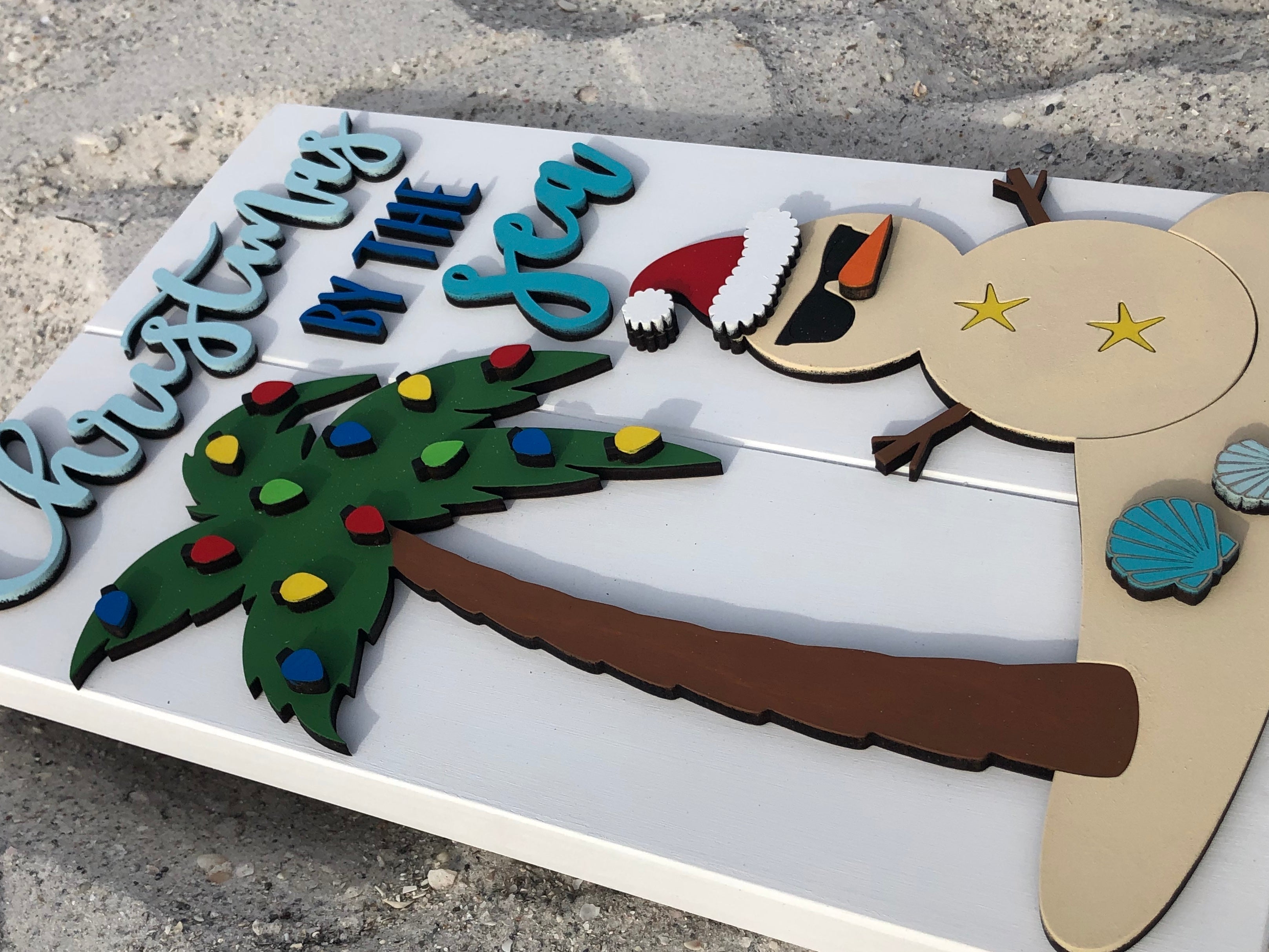 Christmas by the Sea Planked Sign