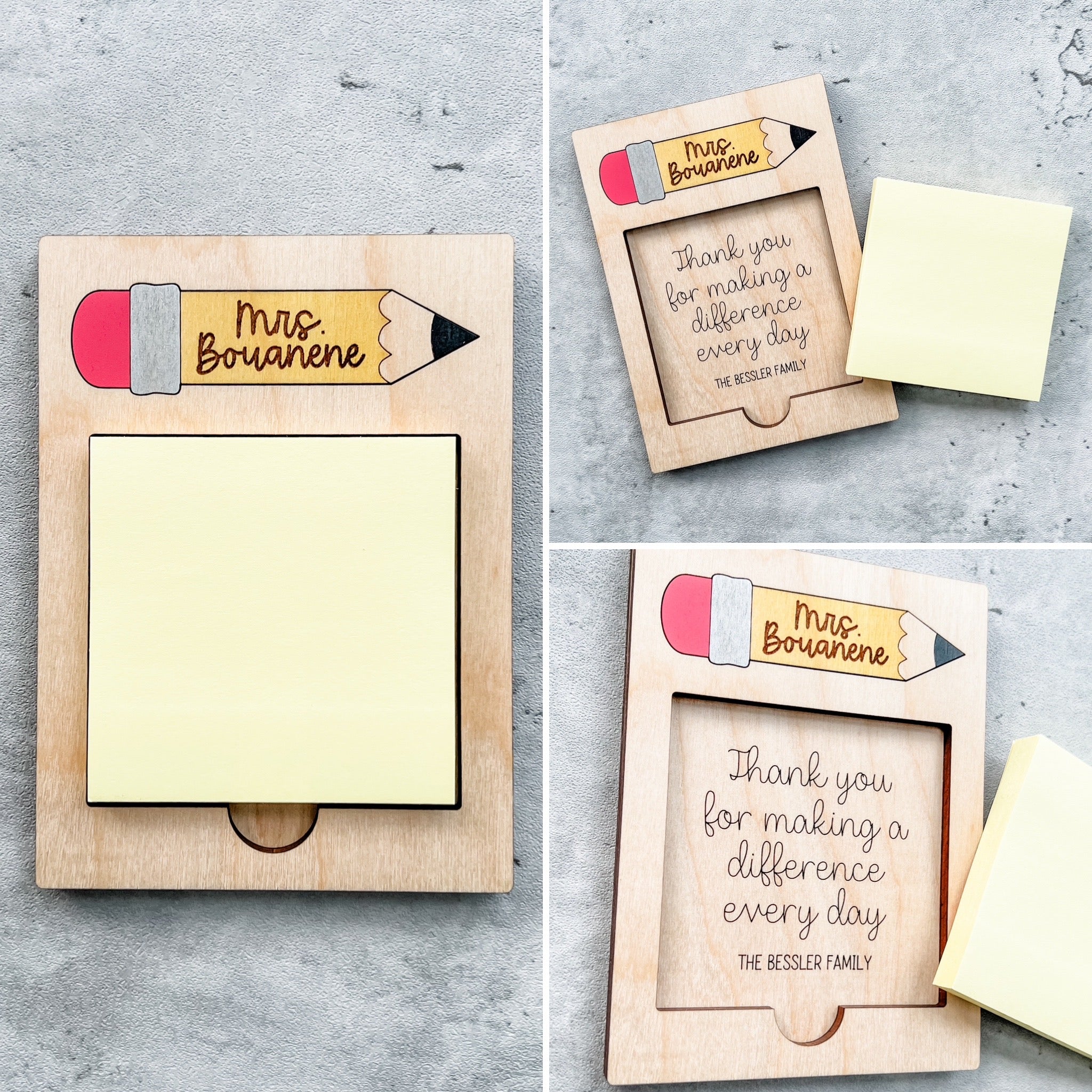 Personalized Pencil Post It Note Holder