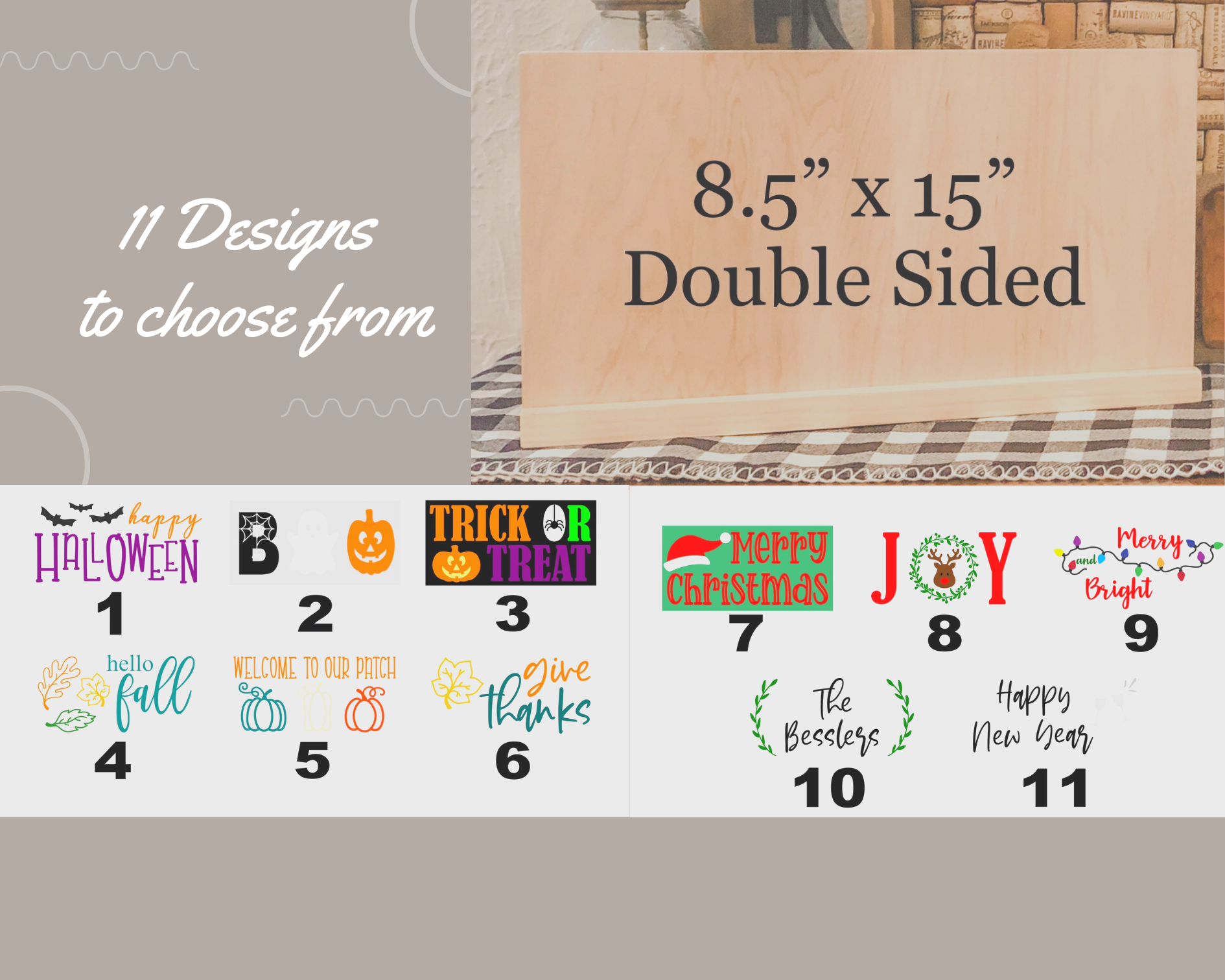 Double Sided 8.5" x 15" Stand Alone Sign (11 design options)