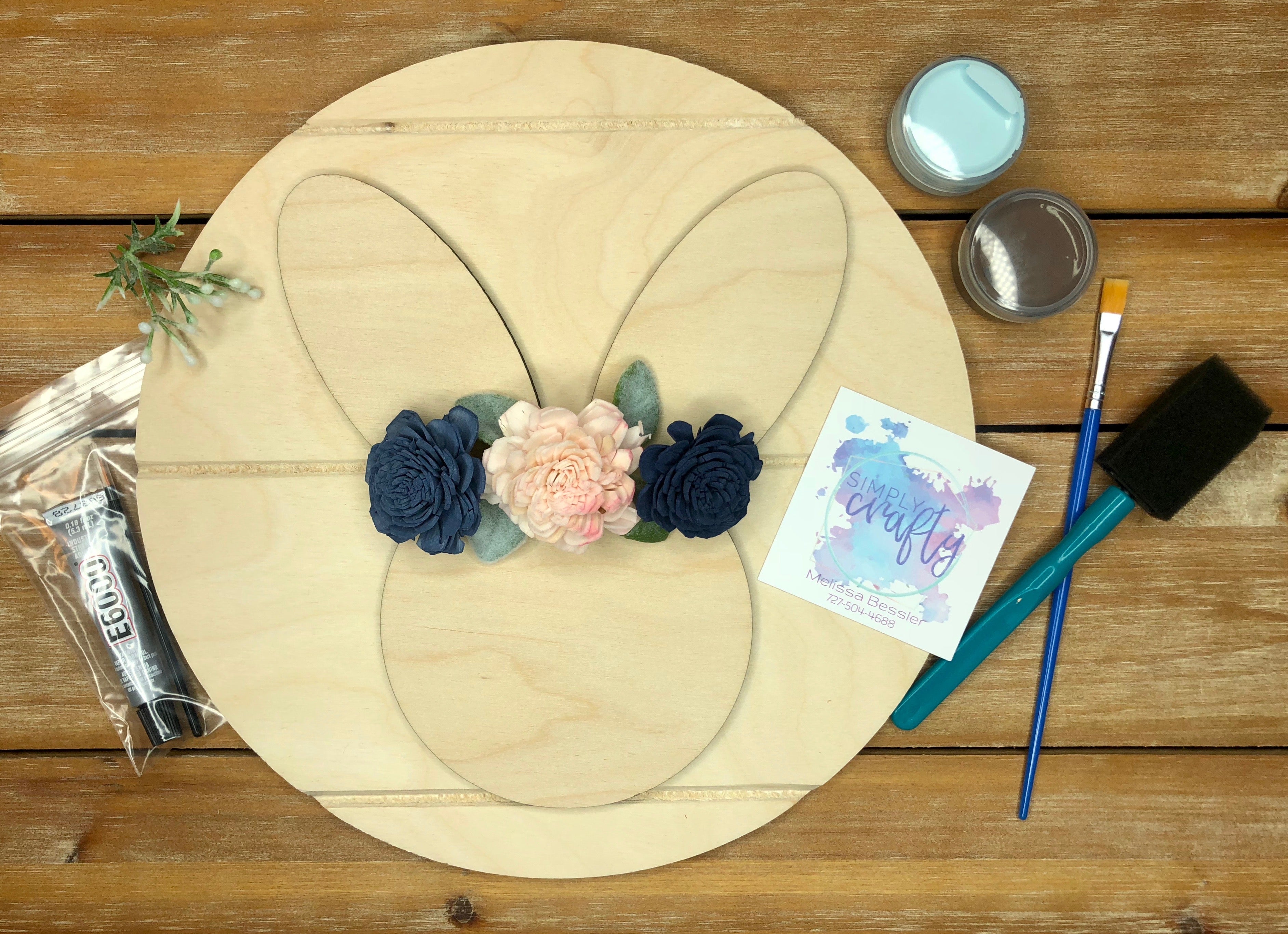 Bunny Ears with Wood Flowers DIY Kit