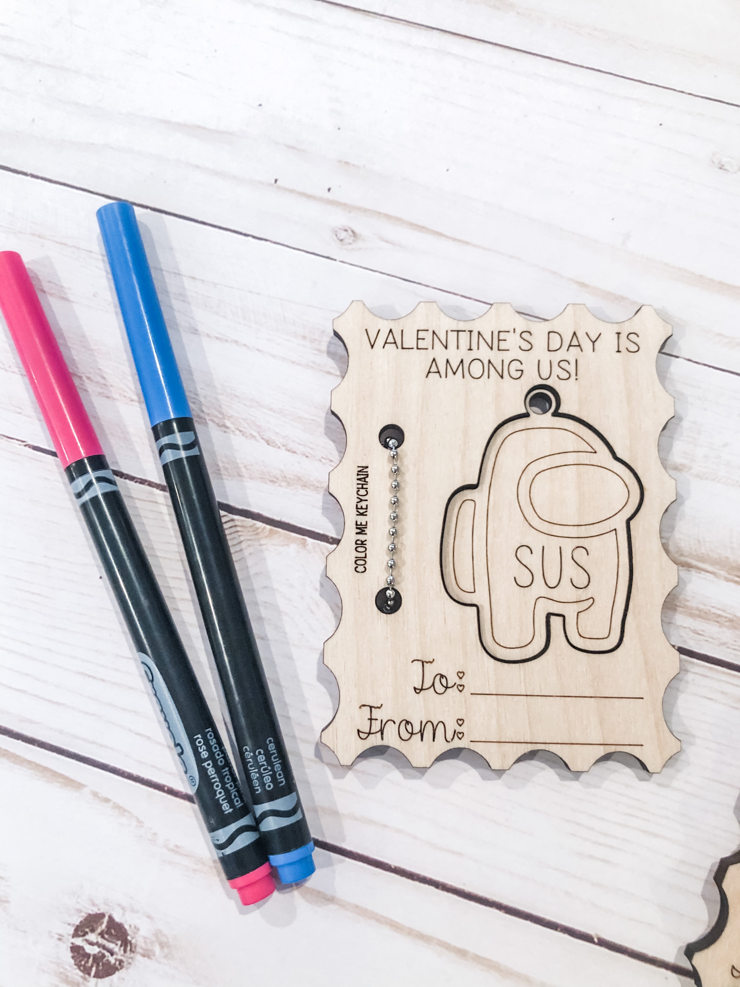 Among Us Keychain Valentines Cards
