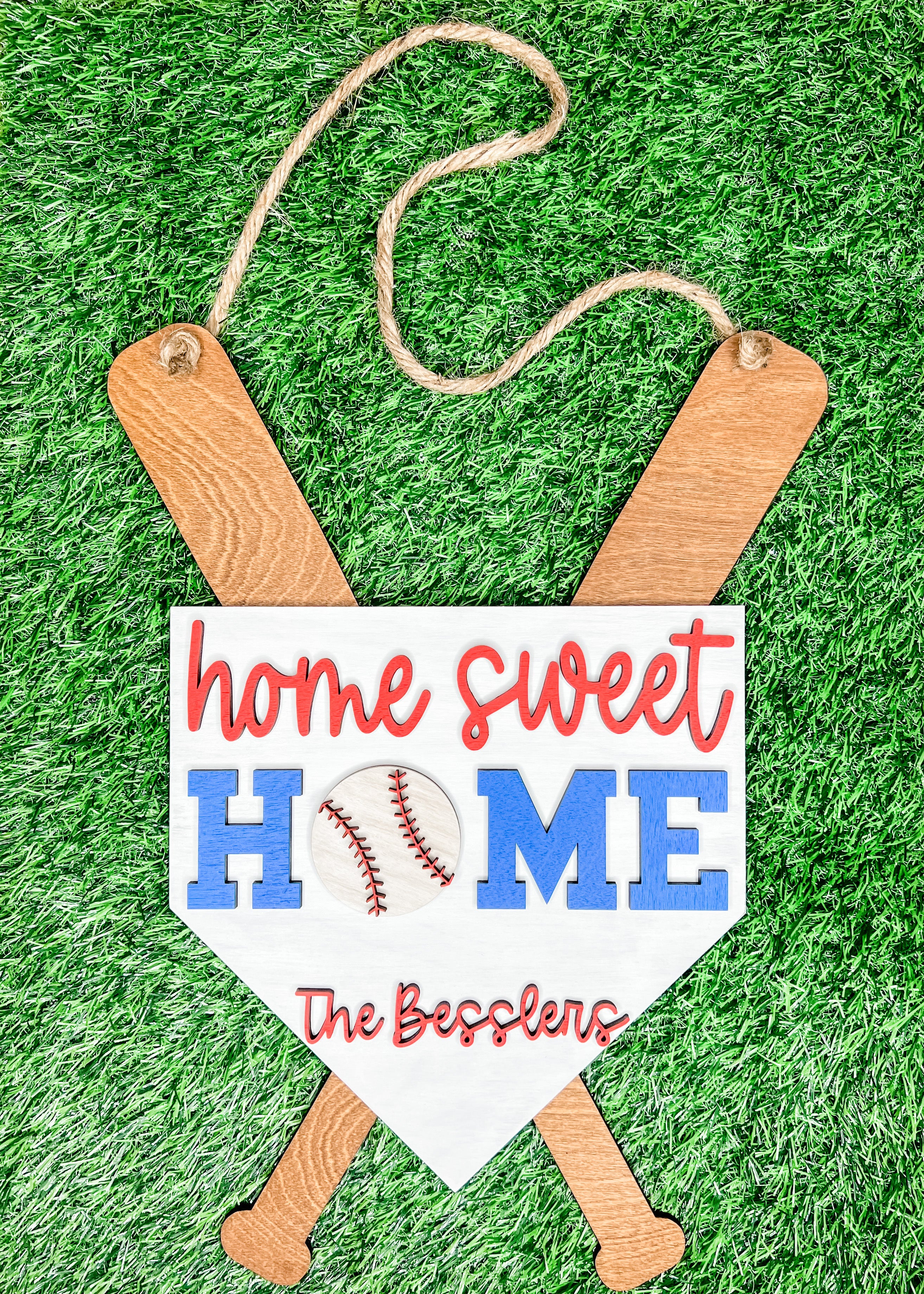 Personalized Baseball Home Sweet Home Door Hanger
