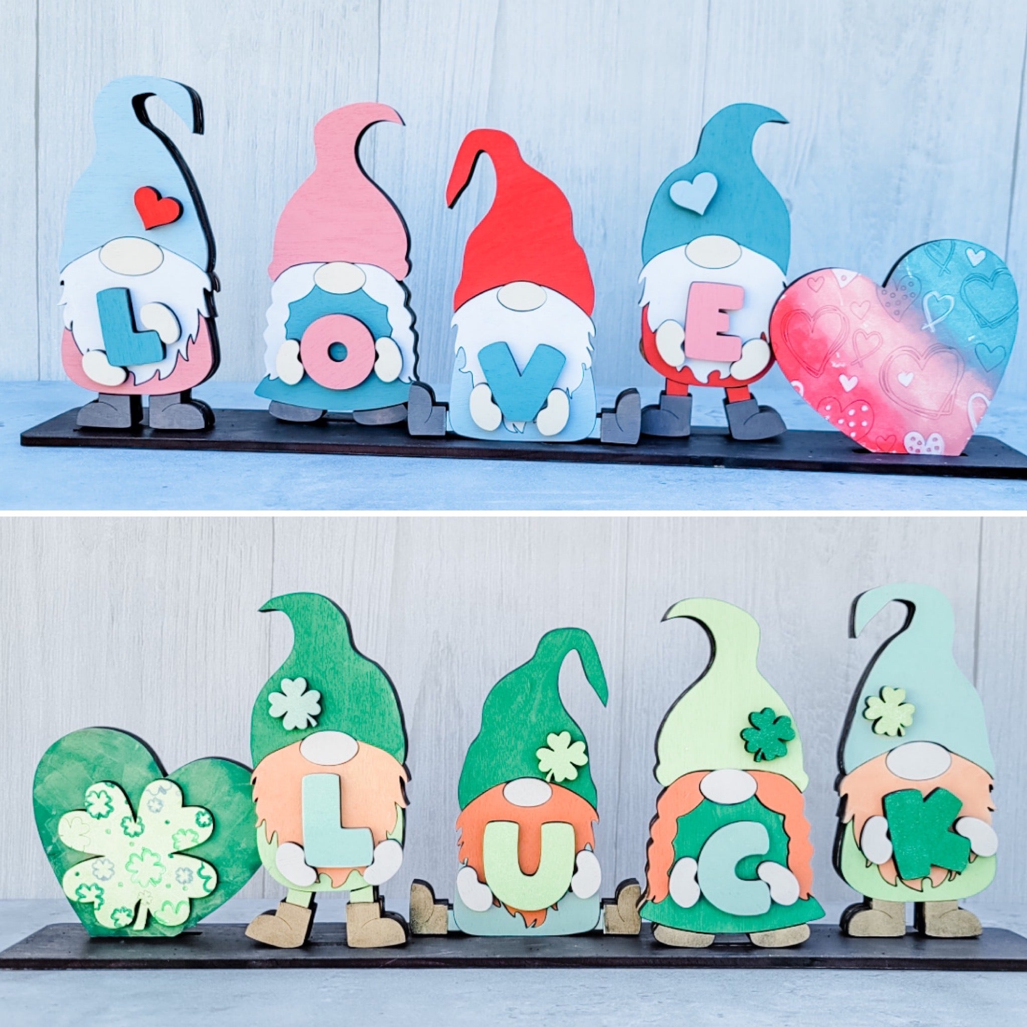 Double-Sided Valentine/St.Patrick Gnome Standing Sign DIY Kit