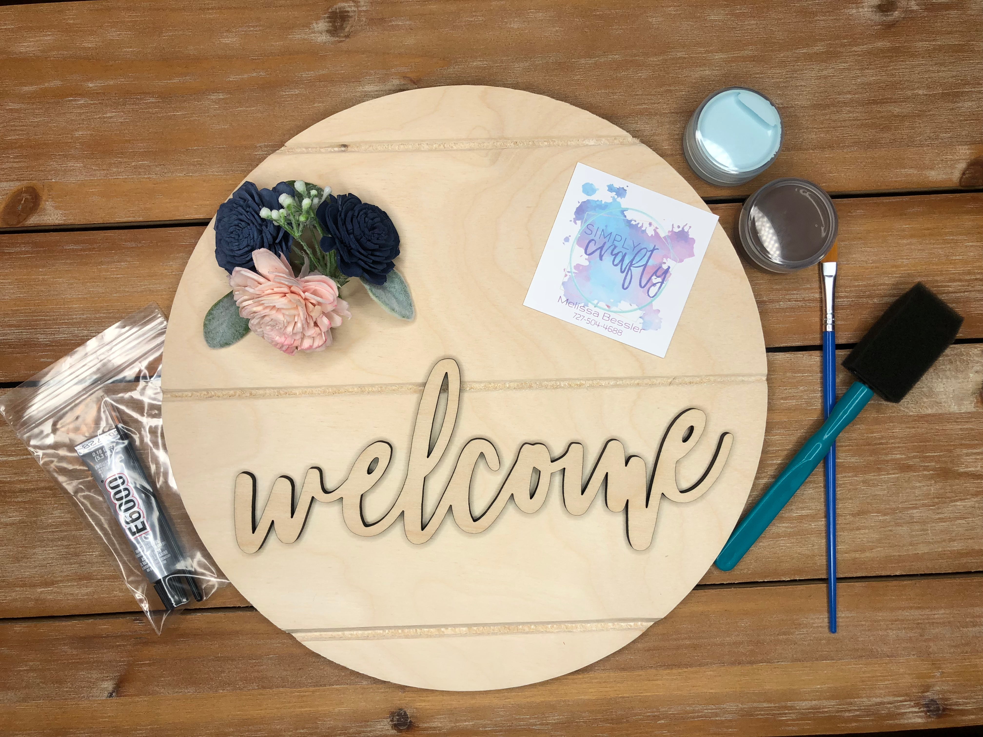 Welcome with Wood Flowers DIY Kit