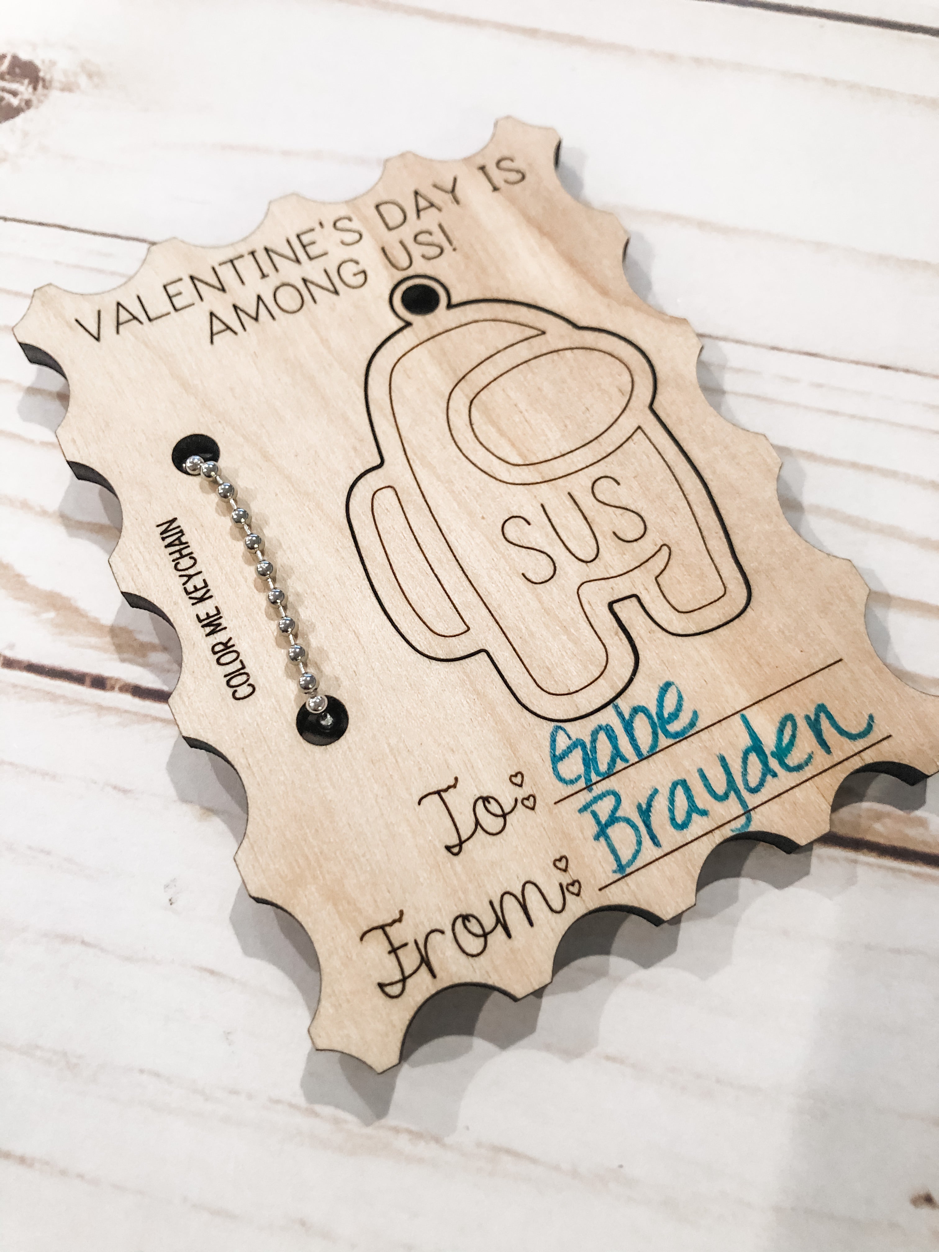 Among Us Keychain Valentines Cards